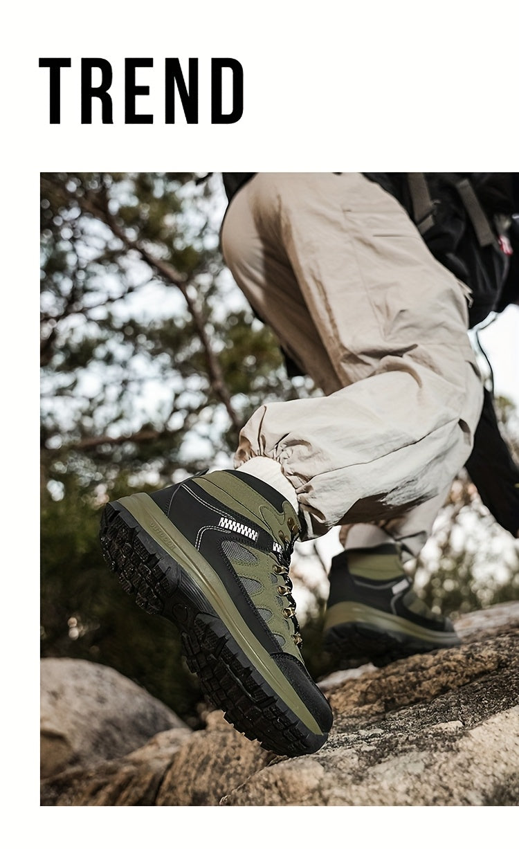 MAINALUN Men's All-Season High-Top Hiking Boots - Heavy-Duty
