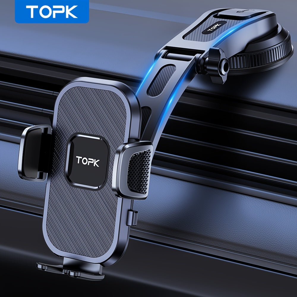 D38-C Car Phone Holder Mount by TOPK, Enhanced Adjustable Cell Phone Holder for Car Dashboard, Works with All Phones in Both Horizontal And Vertical Positions - The Superior Findings Depot
