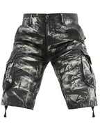 Men's Pure Tie-Dye Washed Outdoor Multi-Pocket Cargo Shorts