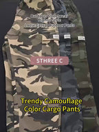 Men's Camouflage Cargo Pants - High-Waisted Loose-Fit Camo