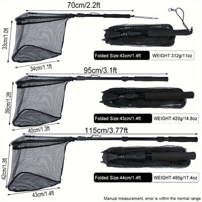 Complete Fishing Tool Set - Nets with Telescopic Folding Landing Net, EVA Handle, Durable Nylon Net Bag, Stainless Steel Fish Controller, and Fishing Pliers for Efficient Catching and Releasing