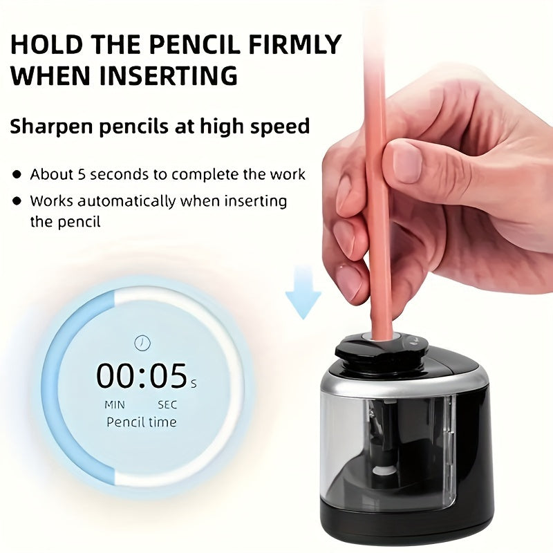 [Electric Pencil Sharpener] Electric Pencil Sharpener | Automatic with Auto-Stop & Lead Breakage - Desktop Sharpener for Office, No Needed, Compact Design, Sharpens Pencils in Seconds, Supplies, Sleek Style, Waste Container - The Superior Findings Depot
