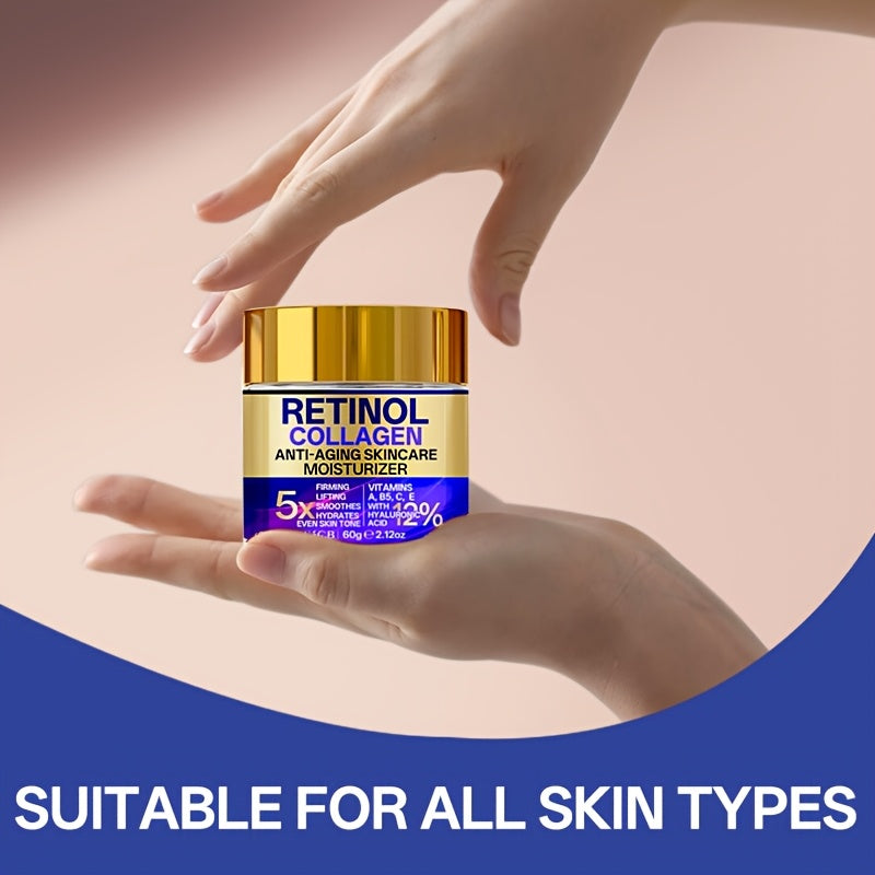 YCB Retinol Collagen Moisturizing Cream 60g/2.12oz - Face Cream with Hyaluronic Acid, Vitamin E, Shea Butter & Caffeine - Firms, Lifts Sagging Light Beige, Improves Elasticity, Even Light Beige, All Light Beige Types, Advance - The Superior Findings Depot