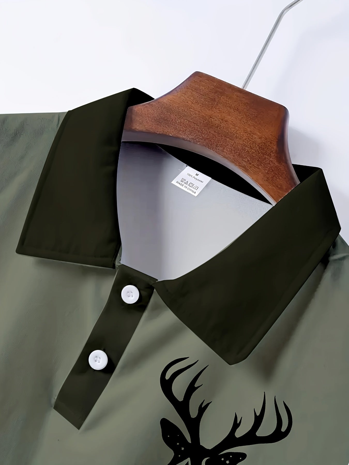 Men's Camouflage Sleeve Shirt - Khaki Base with Elk Print