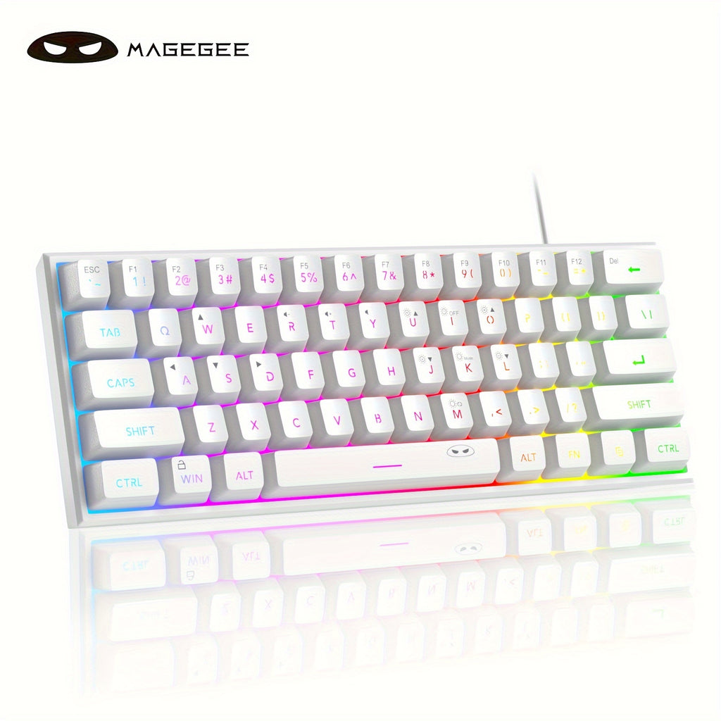 MageGee Mini 60% Gaming/Office Keyboard, Keycap Type Wired RGB Backlit Compact Computer Keyboard for Windows/Mac/Laptop, Laptop Accessory, Modern Keyboard, Sturdy Construction, Adjustable Lighting, Students - The Superior Findings Depot