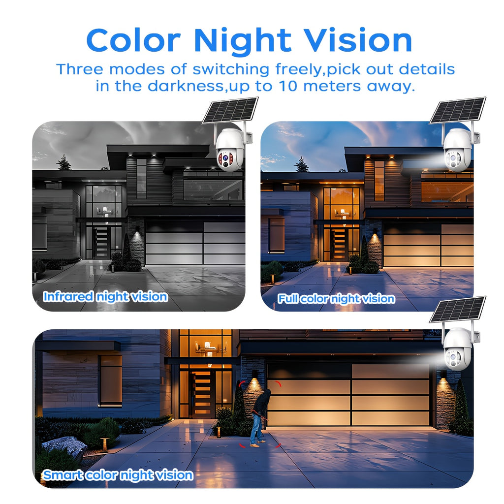 JOOAN Outdoor Solar Wireless Security Camera with 2G/3G/4G, Full HD Night Vision, Motion Tracking Alert, IPX6, Battery, 1296p Resolution, 2-Way Audio, Solar Charging, For Villa, Farm, Farm Surveillance, Modern Surveillance, D - The Superior Findings Depot