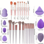 13pcs set of soft makeup brush, 8 mini brush &14 sponge set, soft makeup brush with cosmetic sponge, for makeup base pink, shadow of eyes, makeup brush for blurring Kabuki, beauty tools - The Superior Findings Depot
