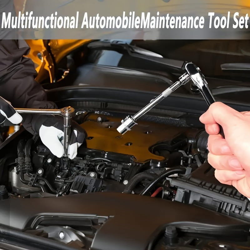 [Multifunctional Tool Set] 46pcs Multifunctional Automotive Mechanical Repair Tool Set | Durable Metal Structure with Socket, Wrench and Ratchet Set, Toolbox with Storage Box