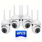 4pcs APP Compatible 1080P HD WiFi Security Cameras with PTZ, Dual Audio, LED Night Vision, Motion Detection Alarm, Wall-Mounted, Indoor/Outdoor Use, Non-Waterproof, 2MP Color - The Superior Findings Depot
