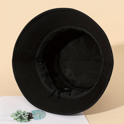 Embroidered Beach Bucket Hat - Lightweight, Solid Color, Sunscreen, Travel-Friendly Fisherman Cap for Outdoor Activities - Perfect for Beach, Travel, and Leisure