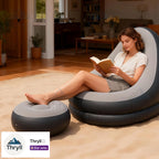 Inflatable Lounge Chair, Extra Large with Footrest Ottoman, Heavy-Duty PVC, Stable Base, Deep Seat & High Back Support, Foldable & Portable, for Indoor/Outdoor Use, Living Room, Bedroom, Patio, Camping, Dorm, Balcony - The Superior Findings Depot
