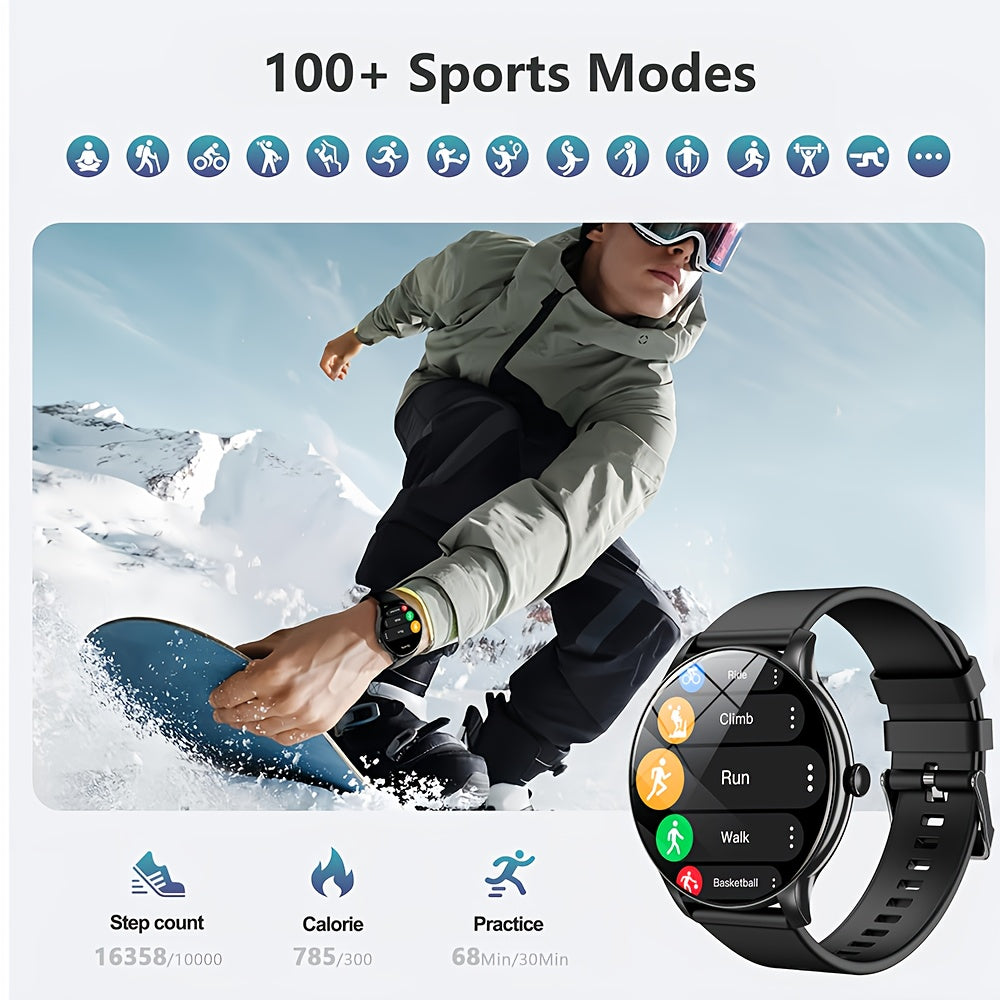 New Men's and Women's Sports Smartwatch, 1.52-inch Full Touch Screen with Call and Message Features, Activity Tracker, Pedometer, Multiple Sport Modes, Compatible with iOS/Android Devices, Minimalist Style, TPU Strap, Alloy C - The Superior Findings Depot