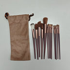 Luxurious 13pcs Golden Makeup Brush Set Includes Perfect Soft Pouch - Premium Pinkish Hue Cosmetic Implements with High-Quality Fibers for Flawless Application, Portable Case - The Superior Findings Depot