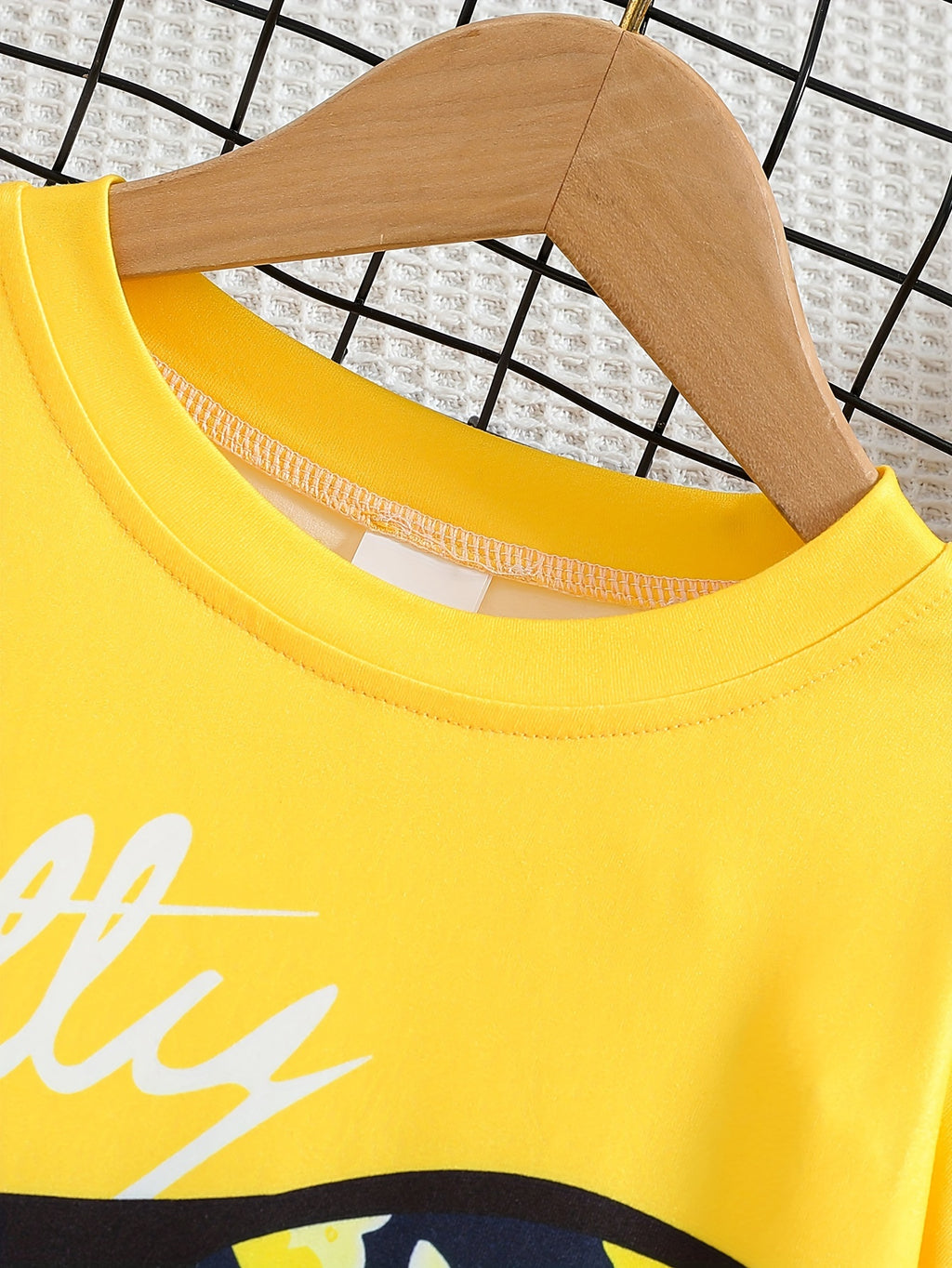 2pcs Girls' Clothing Party Slogan Large Glasses Print Pattern Drop Shoulder Irregular Hem Design Loose Short Sleeve T-Shirt + Floral Print Skinny Nine-Tenths Bottoms Set Girls' Summer Outfit Holiday Gift Girls' Fashion Casual - The Superior Findings Depot