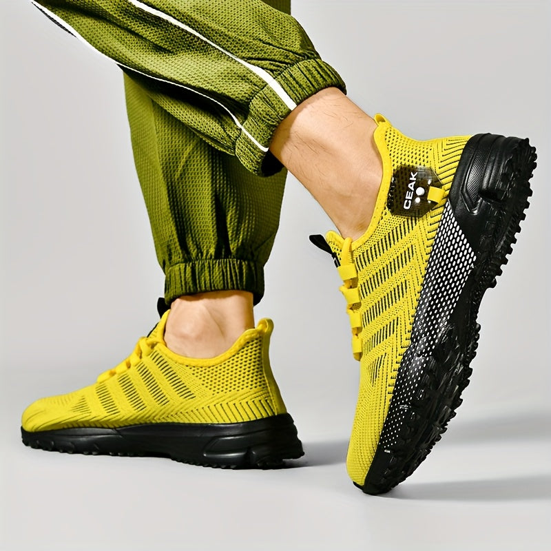 [Lightweight Sneakers] Lightweight Breathable Men's Mesh Sneakers | Low-Top Training Shoes with EVA Cushioning, Black & Red Accents for Running, Hiking, Gym & Casual Wear - All-Season Comfort, Hiking Footwear, Sleek Sporty De - The Superior Findings Depot