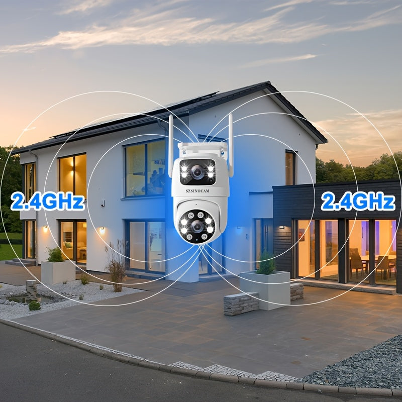 IP66 Dual Lens Outdoor WiFi Security Camera - 2.4GHz Wireless IP Camera, AI Human Tracking, Color Night Vision, Two-Way Audio, Pan/Tilt Rotation for Home Surveillance - The Superior Findings Depot