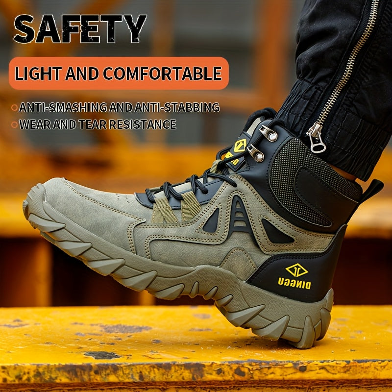 Men's Steel Toe Puncture-Proof Anti-Skid Work Boots with Kevlar-Reinforced Midsole & Breathable - Slip-Resistant Rubber Sole, All-Season Comfort for Industrial Construction & Outdoor Safety Shoes, Steel Toe Boots, Sleek Profe - The Superior Findings Depot