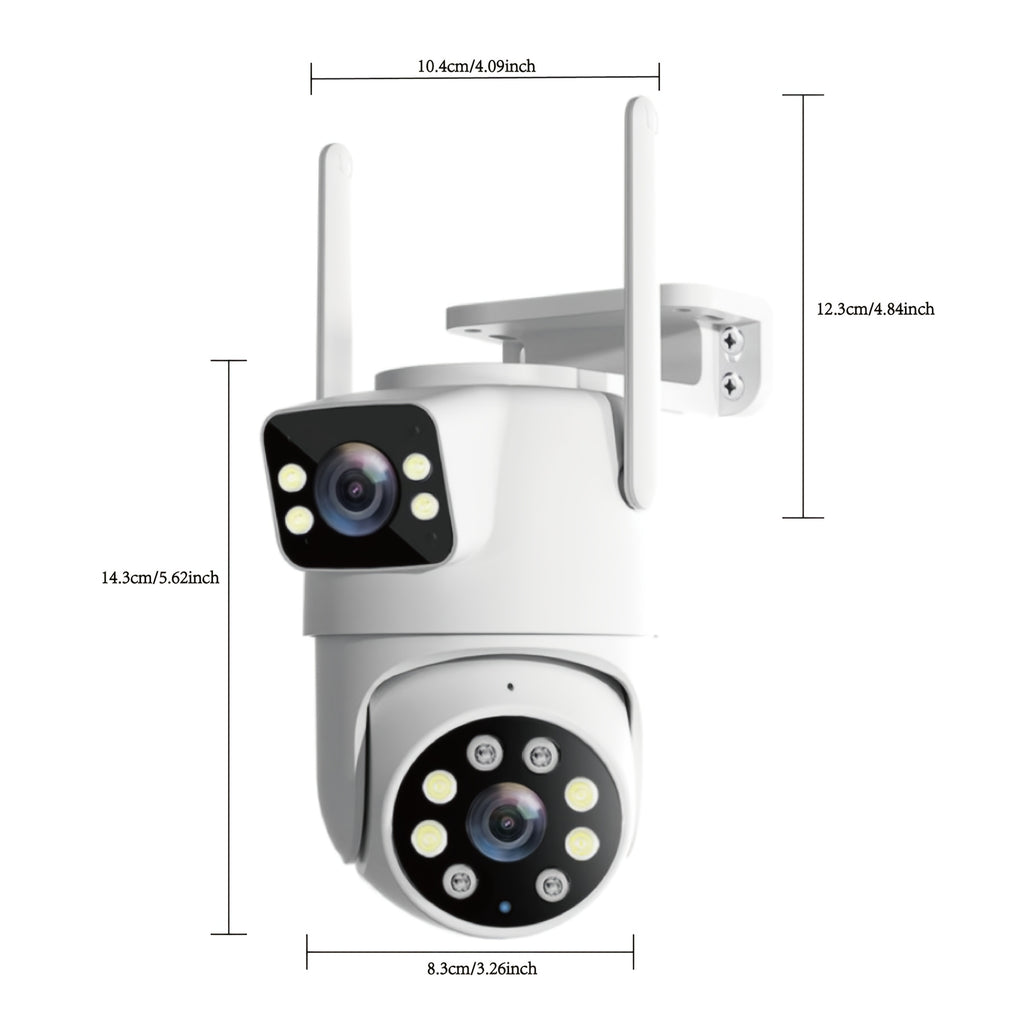 IP66 Dual Lens Outdoor WiFi Security Camera - 2.4GHz Wireless IP Camera, AI Human Tracking, Color Night Vision, Two-Way Audio, Pan/Tilt Rotation for Home Surveillance - The Superior Findings Depot