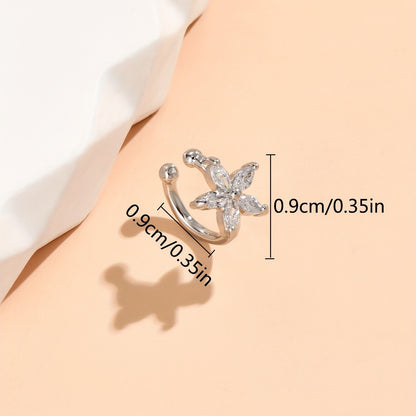 [For Ladies Zirconia Flower Earring] A Delicate And Simple Zirconia Flower Clip-on Earring For Ladies, A Gorgeous Jewelry Accessory.