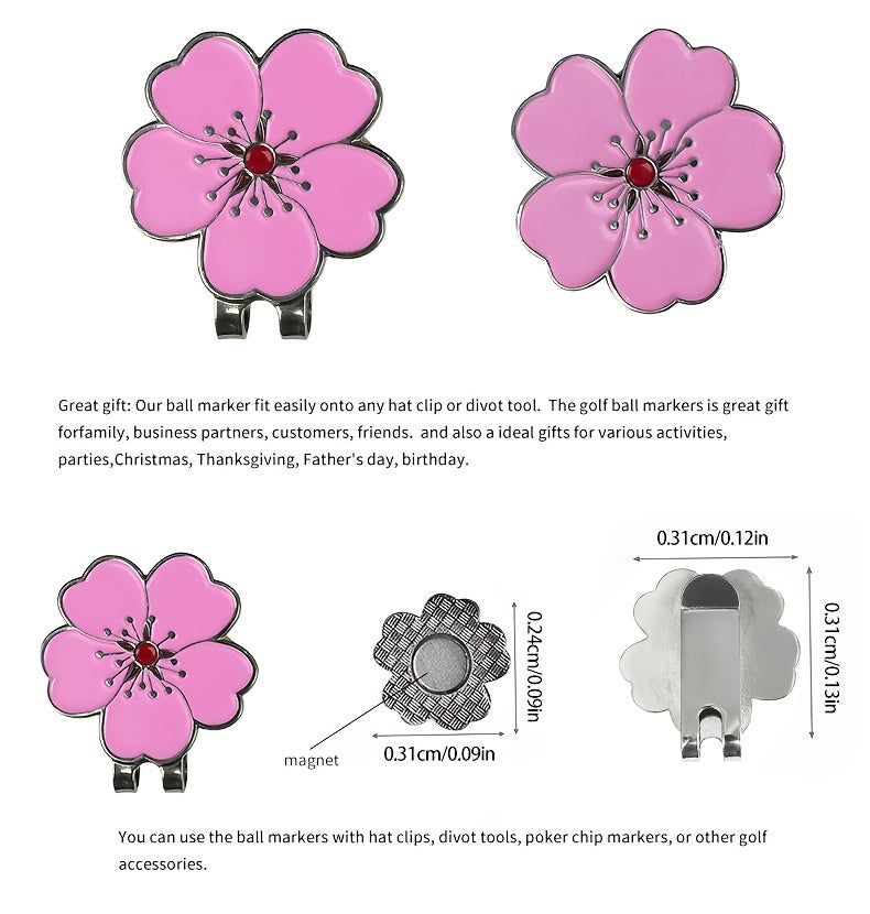 Caiton Magnetic Rose Flower Golf Hat Clip - Anti-Rust Durable
