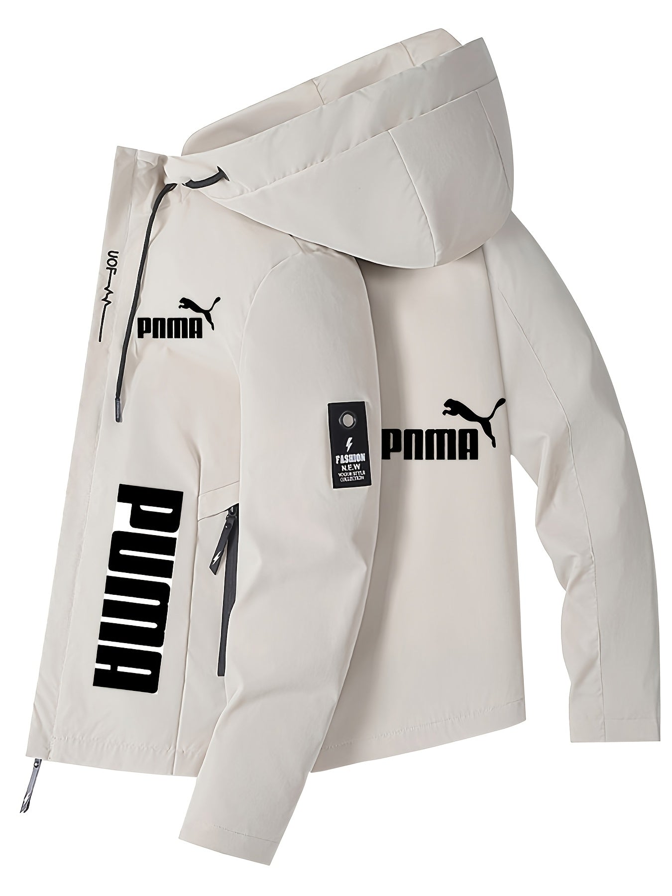 Men's Trendy Sporty Hooded Jacket - Geometric Pattern Bomber