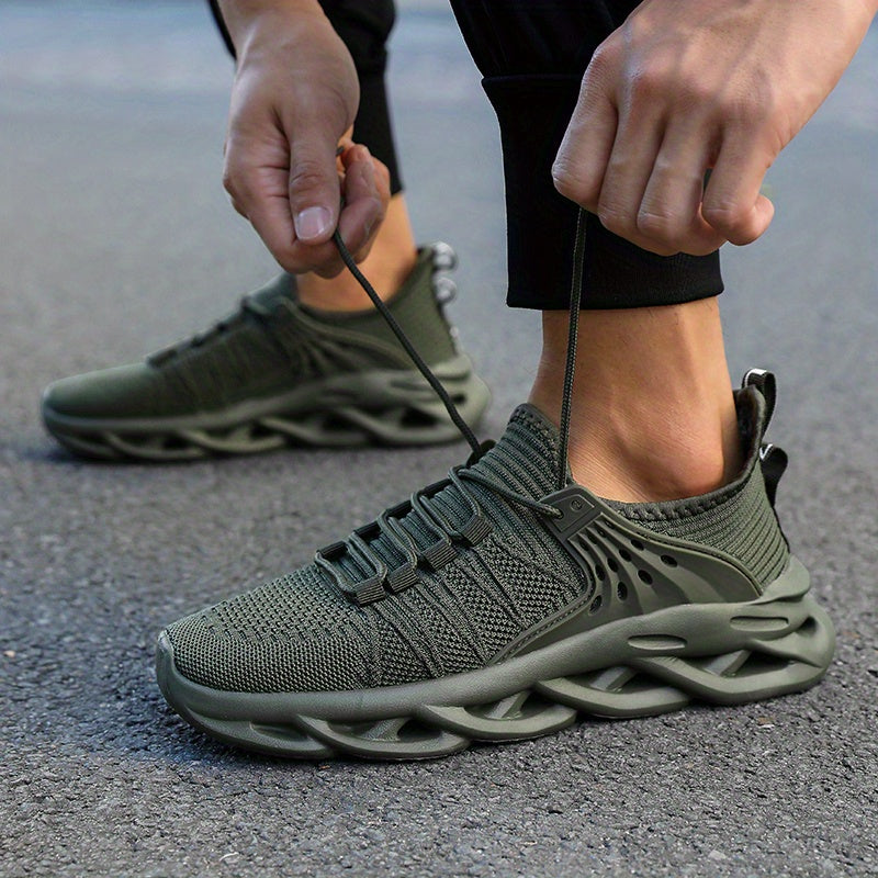 Men's Breathable Knit Running Footwear - Shock Absorption Soft Sole