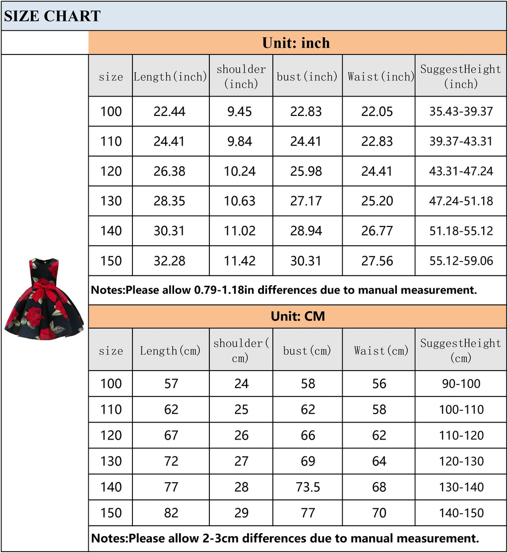 Girls Princess Dress - Floral Print Bowknot Formal Pageant Gown