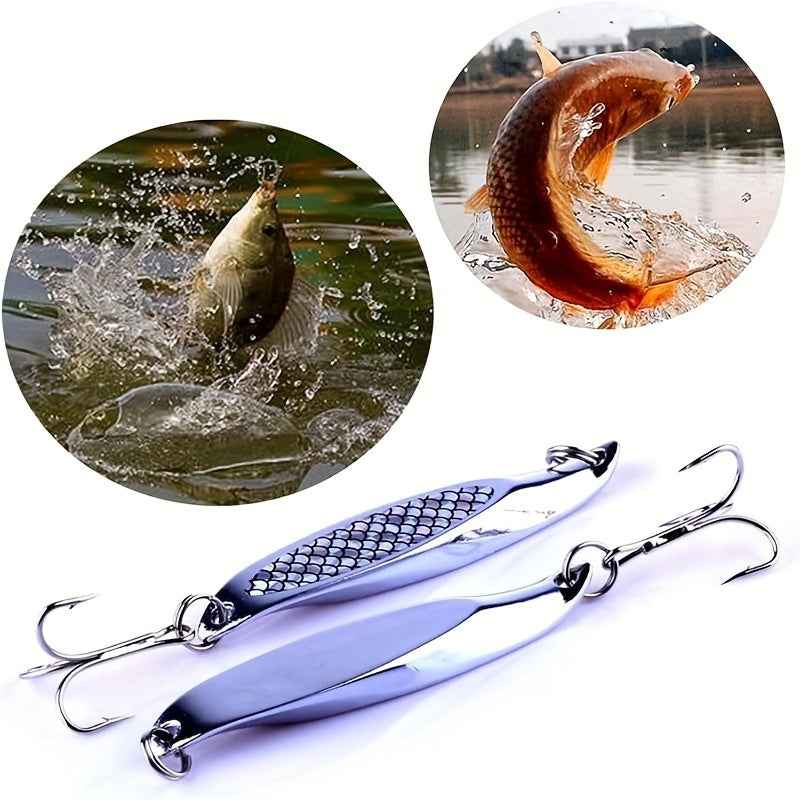 5pcs Essential Anglers Lure Set - Versatile Metal Baits for Saltwater & Freshwater Fishing - Durable Treble Hook Design for Trout, Bass, Salmon