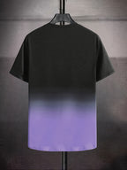 Men's Casual Ombre T-Shirt with White Cursive 'Whatever' Back Print - Dark Navy to Pink Gradient Short Sleeve Round Neck Tee, All-Season Fit, Machine Washable Streetwear & Casual Attire Top - The Superior Findings Depot