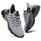 [Lightweight Sneakers] Lightweight Breathable Men's Mesh Sneakers | Low-Top Training Shoes with EVA Cushioning, Black & Red Accents for Running, Hiking, Gym & Casual Wear - All-Season Comfort, Hiking Footwear, Sleek Sporty De - The Superior Findings Depot