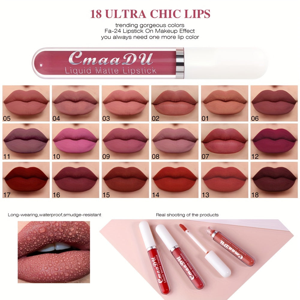 Long-Lasting Matte Liquid Lipstick - Waterproof, Non-Stick, Fruit Scented, Sweatproof, Hydrating, Lightweight, Durable Makeup for Dining, Swimming, Summer - Fruit Fragrance, Cup-Shaped Applicator - The Superior Findings Depot