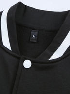 Warm Letter Print Star Pattern Embroidery Varsity Jacket, Men's Casual Color Block Button Up Jacket For Spring Fall School Baseball - The Superior Findings Depot