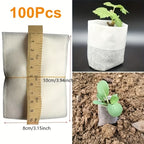 100pcs Biodegradable Seed Nursery Bags, Non-Woven Plants Grow Bags, Fabric Seedling Pots Plants Pouch, Home Garden Supply, Seedling Plant Nursery Bags For Soil Transplant Pouches Agricultural Production Supply 8.0x10.01cm - The Superior Findings Depot