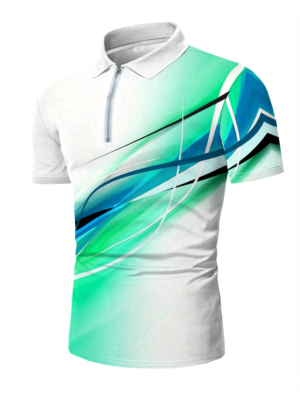 Men's Golf Shirt - Geometric Print Zippered Breathable Moisture-Wicking