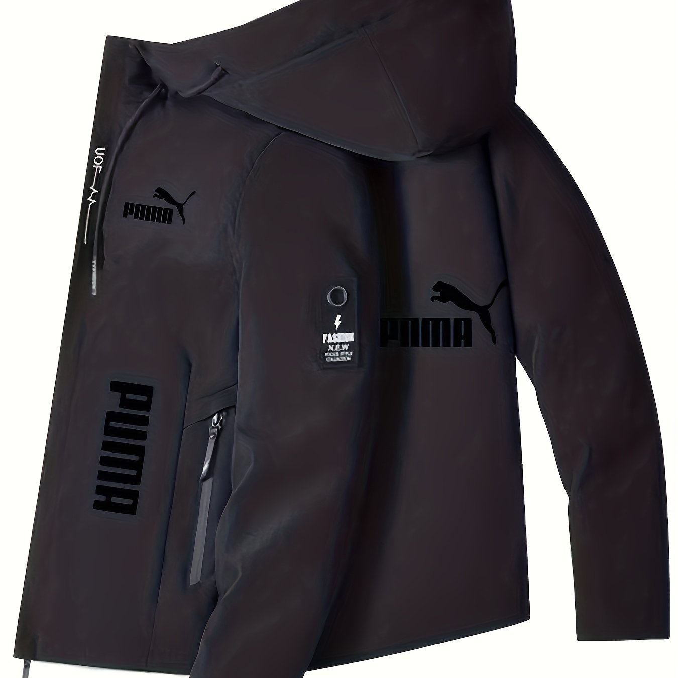 Men's Trendy Sporty Hooded Jacket - Geometric Pattern Bomber