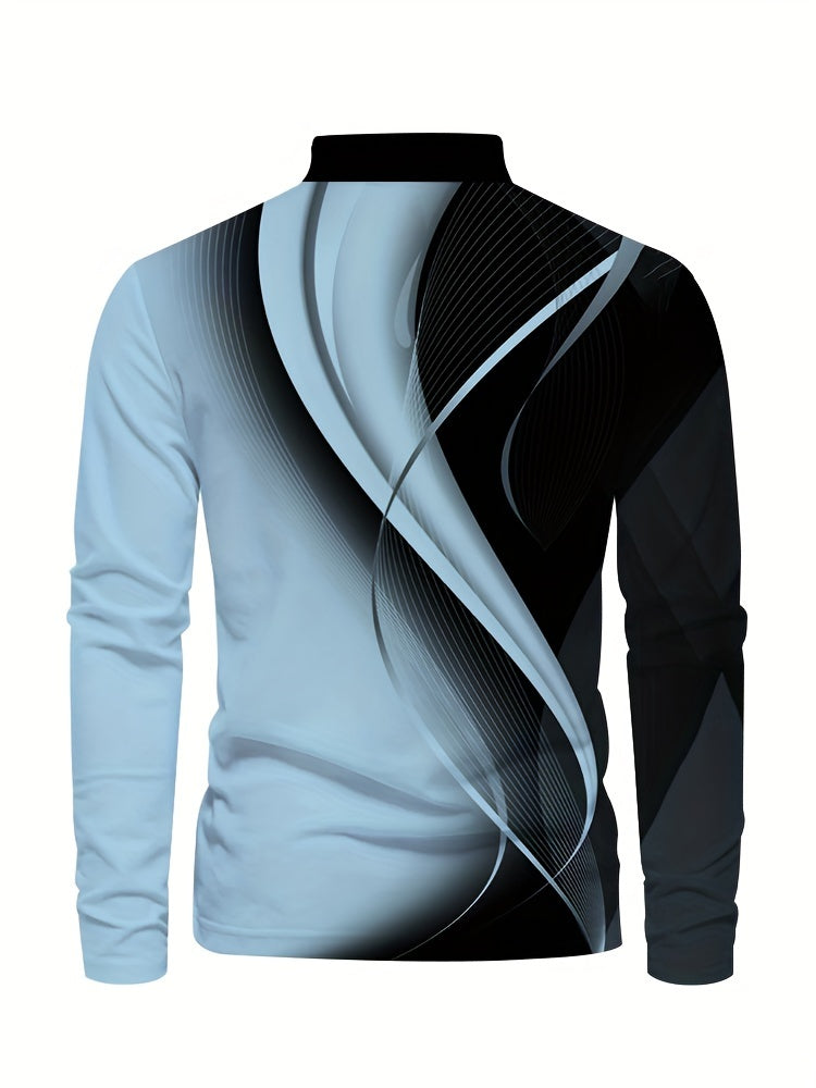 Men's Long Sleeve Shirt - Casual Print Button Lapel