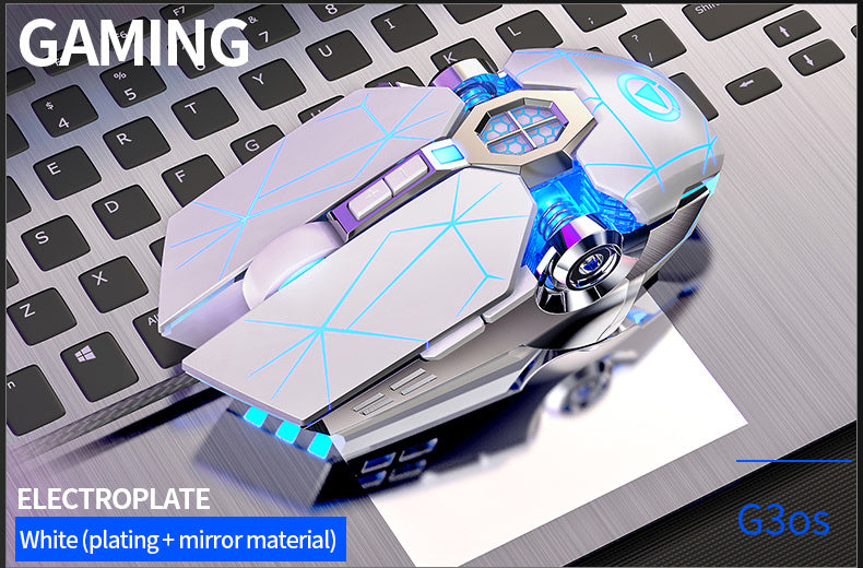 Silvery Carved Wired Mouse for E-Sports Gaming, Silent and Sound Chicken-Eating Mouse Macro for Desktops and Laptops - The Superior Findings Depot