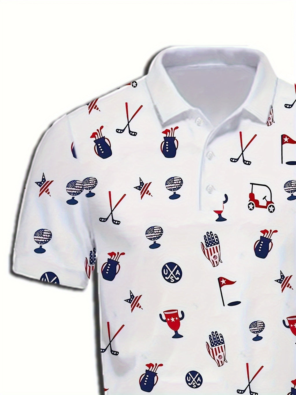 Men's Short-Sleeve Polo Shirt - Geometric Pattern Casual