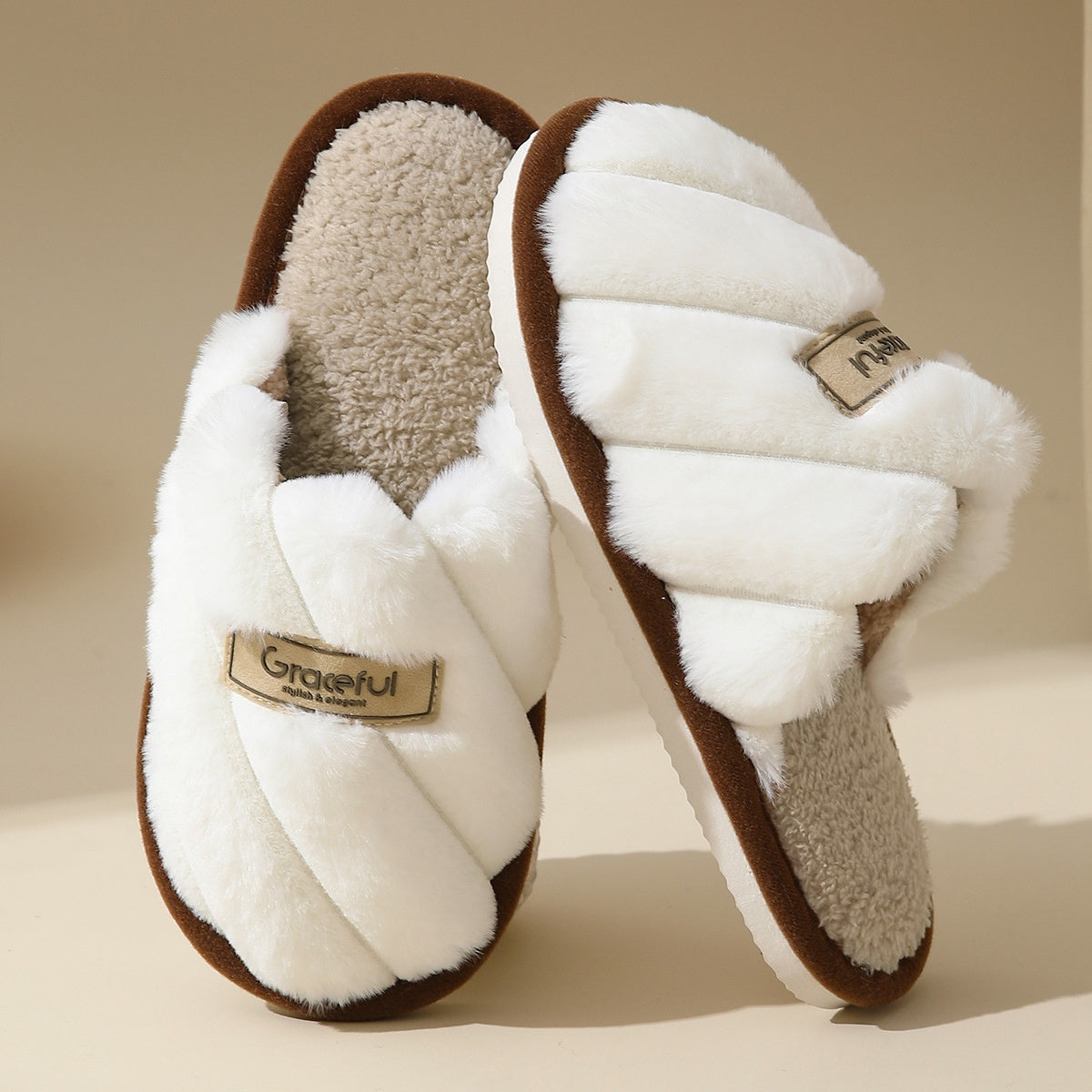 Women'S & Men'S Winter Warm Plush Slippers - Soft Fleece Lined Indoor House Shoes with EVA Sole, Cozy Casual Design for Home Comfort, Black, Pink, White, Beige, Slipper, Indoor Footwear, Plush Interior, Durable Footwear, Wome - The Superior Findings Depot