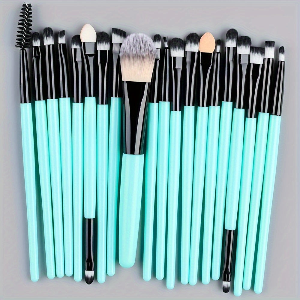 20-Piece Hypoallergenic Makeup Brush Set with Nylon Bristles - Luxe Palm Brushes for Foundation, Blush, Eye Shadow, Eyebrow, & Lip, All Skin Types, ABS Rod - Professional & Beginner Kit, Travel-Friendly - The Superior Findings Depot