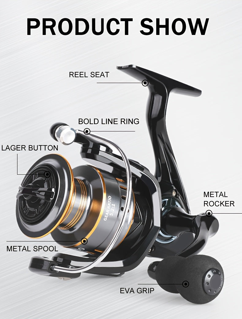BILLINGS EK 1000~7000 Series, 5.2:1 Gear Ratio, 26LB Max Drag, Aluminum Alloy Metal Spool, Spinning Fishing Reel, For Freshwater Saltwater, Ambidextrous, Rotating, PA (Polyamide, Nylon) Major Material, Mixed Color, 1 Product - The Superior Findings Depot