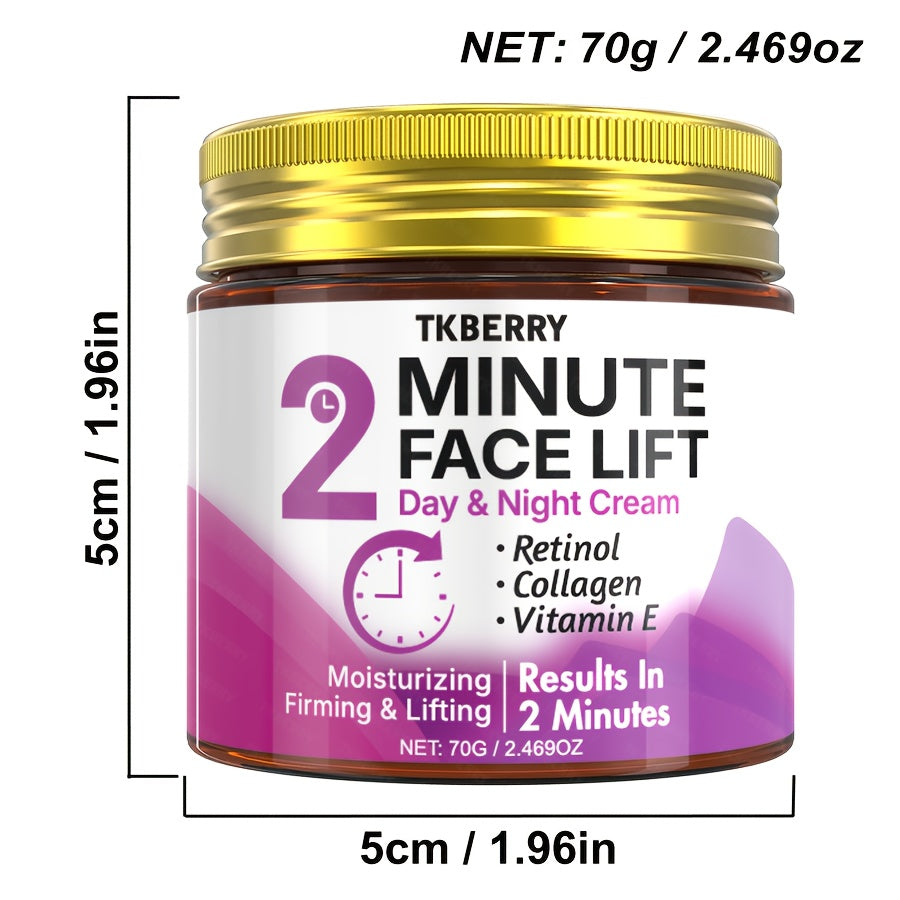 2-Minute Face Lift Day & Night Cream - Collagen Lift & Tight Face Cream with Retinol, Collagen, Turmeric, Hyaluronic Acid & Vitamin CE - Moisturizing & Smoothing for All Skin Types - Alcohol-Free, 24-Hour Hydration, Face Loti - The Superior Findings Depot