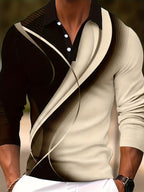 Men's Long Sleeve Shirt - Casual Print Button Lapel