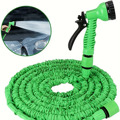 Expandable Garden Hose with Spray Nozzle – 25ft/50ft/100ft Flexible Water Hose, 3-Layer Latex Core & Durable Fabric, for Car Wash, Lawn & Garden Irrigation