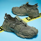 Men's Breathable Knit Sneakers - Soft Non-Slip Olive Green