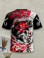 Men's Fishing Enthusiast T-Shirt - Fish Hook & Bass Graphic