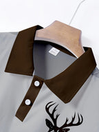 Men's Camouflage Sleeve Shirt - Khaki Base with Elk Print