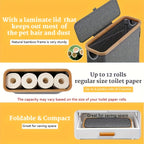 Large Capacity Toilet Paper Holder with Lid - Foldable Wood Frame
