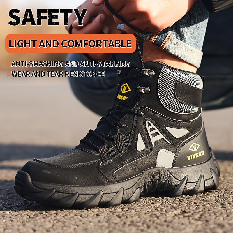 Men's Steel Toe Puncture-Proof Anti-Skid Work Boots with Kevlar-Reinforced Midsole & Breathable - Slip-Resistant Rubber Sole, All-Season Comfort for Industrial Construction & Outdoor Safety Shoes, Steel Toe Boots, Sleek Profe - The Superior Findings Depot