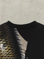 Men's 3D Fish Graphic T-Shirt - Black with Golden & White Fish